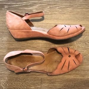 Gentle Souls - Pink Lily Moon Suede Sandal Wedge